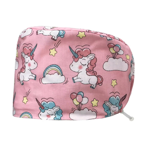 Bonnet bouffant jetable coloré avec ouverture pour queue de cheval, couvre-cheveux longs, imprimé dessin animé, avec boutons - Product Image 6