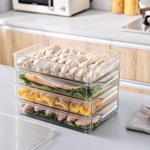 Transparent Dumpling <b>Storage</b> <b>Box</b> Rectangle <b>Stackable</b> Freshness Preservation Fridge Kitchen Food Container - Product Image 4