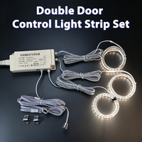 Kit capteur intelligent IKSLED pour double porte, 4100K, compatible 110V, avec pilote, capteur de contrôle de porte et bande LED pour armoire