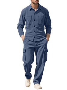 Traje DE TRABAJO DE <span class=keywords><strong>HOMBRE</strong></span> deportivo de ocio Europeo Americano para <span class=keywords><strong>Amazon</strong></span>, chaqueta de pana de dos piezas de manga larga transfronteriza, ajuste holgado informal - Product Image 6