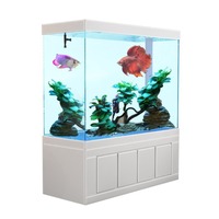 Grand Rectangle Verre Aquarium Réservoir de Poissons 50L Ménage Cloison Température de l'Eau Télécommande Style Luxe Boîte Emballée
