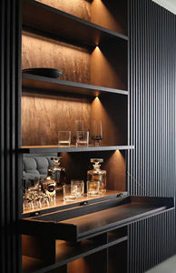 ตู้เก็บไวน์แบบหรูหราสีเข้มพร้อมไฟ LED สร้างบรรยากาศ ถาดเก็บของแบบดึงออกได้สำหรับเครื่องดื่มและแก้ว - Product Image 5