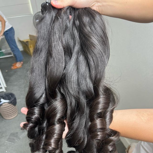 Extension de cheveux humains, mèches de cheveux humains bouclés, Super Double étiré, de haute qualité, de bonne épaisseur, cheveux crus péruviens - Product Image 2