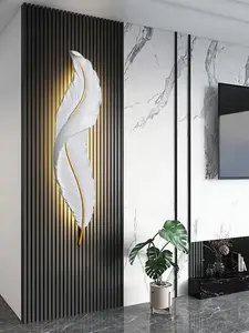 DGLUX Modern Luxury Feather Design Interior Hotel 3-Color Led Dimming Wall Lamp Sala Decoração Lâmpada de parede