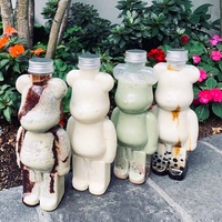 LOKYO bouteilles d'emballage de lait de jus de boisson mignon ours personnalisé réutilisable en plastique tasse à thé à bulles