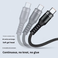 Câble USB tressé en nylon 3-en-1 à charge rapide 66W pour iPhone Plusieurs couleurs Compatible avec la plupart des smartphones