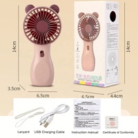 Ventilateur portable pour étudiants, mignon avec oreilles d'animaux, rechargeable par USB, mini ventilateur compact, ventilateur de refroidissement pour CPU
