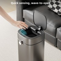 Poubelle intelligente ELPHECO avec capteur, carrée, 430 ml, en acier inoxydable, pour salon, salle de bain, couvercle entièrement automatique, nouveau modèle 2025, grande capacité