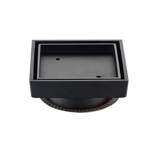 Grille de <span class=keywords><strong>douche</strong></span> encastrable carrée noire mate Watermark avec sortie de 50 mm pour salle de bain - Product Image 1
