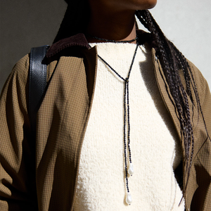 <span class=keywords><strong>Collar</strong></span> Lariat Personalizado con Cuentas y Perla - <span class=keywords><strong>Collar</strong></span> Largo Ajustable en Negro/Azul/Ojo de Tigre para Mujer, Joyería de Moda - Product Image 2