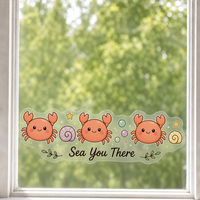 Autocollants personnalisés imperméables en PVC vinyle, décoratifs électrostatiques pour fenêtre, motif crabe et coquillage Kawaii, imprimés UV, pour verre et mur