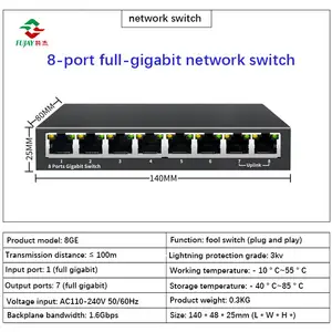 Ethernet chuyển đổi 5 8 16 24 cổng Rack mount RJ45 8-Port PoE chuyển đổi Gigabit Mạng Thiết bị chuyển mạch