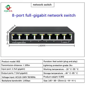 Interruptor ethernet, 5 8 16 24 suporte rack de montagem rj45 8-porta interruptor poe gigabit interruptores de rede