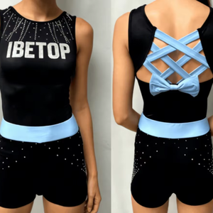 Conjunto de Top Corto y Pantalones Cortos de Animadora Personalizados con Tinte Completo para Niñas Adultas, Ropa de Práctica con Diseño de Mariposa - Product Image 4