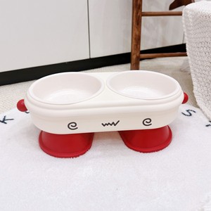 Niedliche Cartoon-Hunde- und Katzen-Futter- und Wassernäpfe aus Edelstahl, Doppel-Futterschüssel mit Rutschfester Basis für Welpen und Kätzchen - Product Image 6