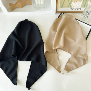 2025 nuovo colore solido elastico triangolo etnico <span class=keywords><strong>Bandana</strong></span> femminile africano foulard in cotone fasce per ragazze e signore - Product Image 5