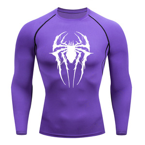 Camiseta Deportiva de Compresión de Secado Rápido para <span class=keywords><strong>Hombre</strong></span>, Manga Larga, Estampado de <span class=keywords><strong>Araña</strong></span>, Alta Elasticidad, Ajuste Ceñido, para Entrenamiento de Baloncesto - Product Image 6