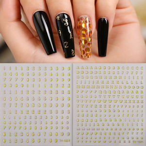 Autocollant 3D 5D Chiffre Lettre Brillant Autocollant <span class=keywords><strong>Noir</strong></span> Blanc <span class=keywords><strong>Argent</strong></span> Feuille Décoration Nail Art Autocollants Salon DIY Décalcomanies Ongles - Product Image 5