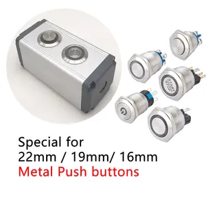 5 Button Emergency Stop 22mm Metal Push Button Switch Protective Box Aluminum Without Ear