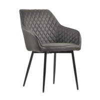Chaise de salle à manger en velours Y1924 LIXIN avec dossier capitonné et pieds dorés – Modèle Barrel Salon High Five, disponible en bleu, rose et rouge