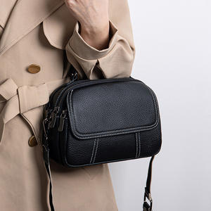 Bolso de hombro de cuero genuino para mujer, bolso redondo pequeño, bolso de mensajero a la moda, bolso multifuncional para cosméticos - Product Image 2