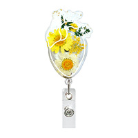 Nouveau Porte-badge rétractable en acrylique et feutre, motif Cœur Marguerite Fleurs Créatives, avec clip d'identification, Cadeau pour Infirmière et Enseignante