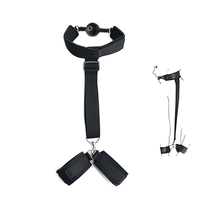 Ensemble de jouets sexuels en cuir noir pour hommes, bondage, SM, BDSM, menottes, sangles, bâillon, ensemble de liens croisés, équipement de retenue pour couples