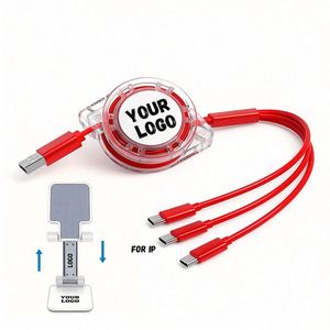 Wholesale Logo Promo <b>Gift</b> Universal Retractable 3 in <b>1</b> Multi 3In1 Usb Charging Charger Cable With Transparent Box - Product Image 1