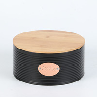 Boîte à pain en fer blanc en métal pour le stockage des aliments dans la cuisine personnalisable avec couvercle en bois Pots à biscuits décoratifs