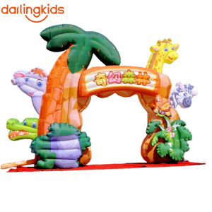 Arche gonflable géante pour aire de jeux pour enfants, entrée à thème « Paradis des enfants » avec girafe, moulin à vent et montgolfière - Product Image 4