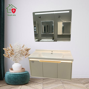 Meuble de salle de bain blanc moderne avec miroir intelligent LED, armoire murale résistante à l'humidité et à l'eau, avec dimensions personnalisées - Product Image 4