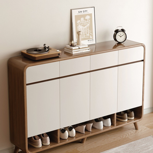 Zapatero moderno de madera plegable con almacenamiento integrado para la sala de estar - Product Image 1
