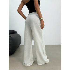 กางเกงวอร์มขายาวทรงหลวมเอวยางยืดสำหรับผู้หญิง มีเชือกผูกเอว มีกระเป๋า ผ้าคอตตอนเทอร์รี่ระบายอากาศได้ดี - Product Image 1