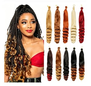 Extensions de cheveux bouclés à la française en gros, très demandées, 24 pouces, pré-étirées, ondulations lâches, fibre haute température, sans perte de cheveux - Product Image 1