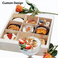 Boîte à pâtisserie personnalisée en gros à 9 compartiments avec fenêtre, pour gâteaux, muffins, snacks, desserts et cadeaux