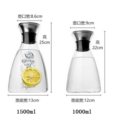 1.5/1L New Style Hot / Cold Water Jug Glass Pitcher with Lid and handle Juice and Iced Tea Beverage Carafe
