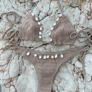 Conjunto de Bikini de Dos Piezas con Flores Bordadas a Mano en 3D, Tejido de Spandex, Personalizado por el Fabricante, Traje de Baño Sexy para Mujer - Product Image 2