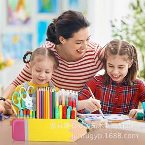 Wooden Pencil Shaped <b>Pen</b> Holder Desk Organizer Stationery Storage <b>Box</b> For Office School Use - Product Image 1