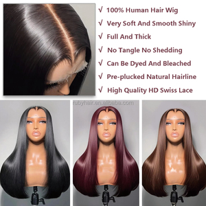 Vente en gros de cheveux vietnamiens bruts Super Double tirage os droit 13X4 perruque avant en dentelle perruque de cheveux humains de haute qualité <span class=keywords><strong>femme</strong></span> noire - Product Image 5