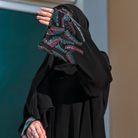 Robe Abaya noire de style robe longue pour femmes musulmanes, Abaya musulmane pour femme avec broderie florale et diamants