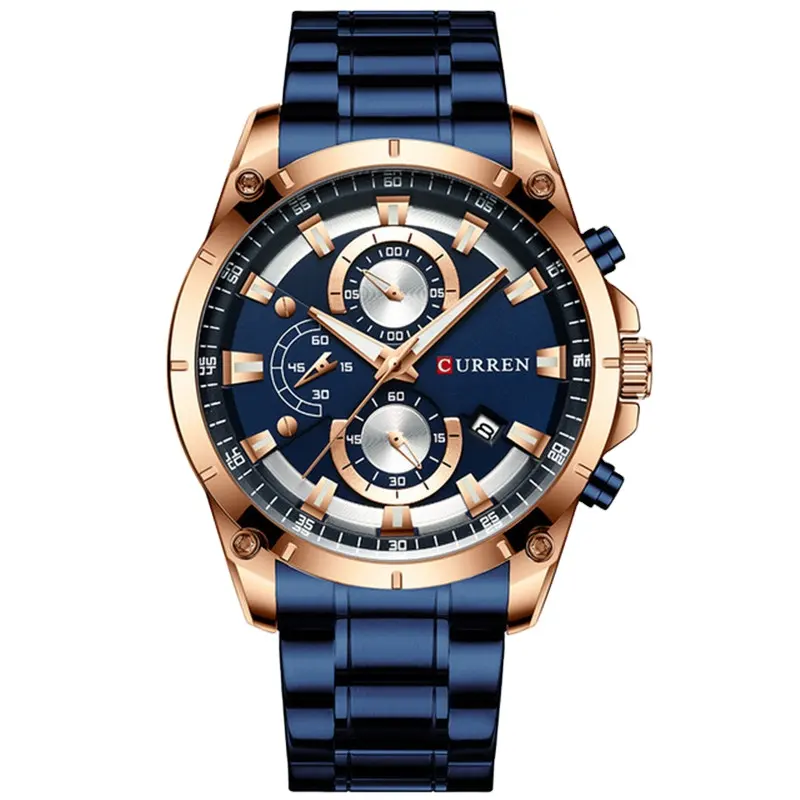 CURREN 8360 Top Brand Luxury Stainless Steel Strap Men's Quartz Watch Luminous Chronograph Casual Sports Men's Watch Waterproof