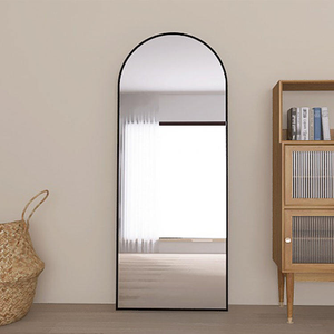 Espejo de pie moderno de lujo con marco arqueado grande, de aleación de aluminio y vidrio, fácil instalación para sala de estar y hogar - Product Image 2