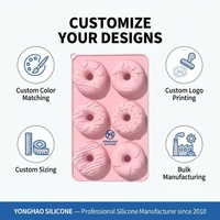 Party-Dessert-Donut-Form mit 6 Löchern, gemischtes Muster, Silikon-Donut-Maker, BPA-frei, lebensmittelecht, für Hochzeits- und Geburtstagstorten-Dekoration