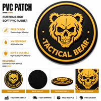 Patch en PVC moulé sur mesure, gaufré 3D, tactique, motif ours, avec fixation auto-agrippante, pour chapeaux, sacs à dos et porte-clés