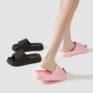 Zapatillas deslizantes con cojín con patrón <span class=keywords><strong>de</strong></span> yute para mujer, plataforma con suela <span class=keywords><strong>de</strong></span> garrapatas, EVA para interiores y exteriores, playa, casa, baño, ducha, sandalia - Product Image 4