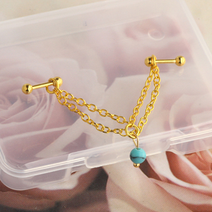 Piercing en acier inoxydable pour hélix, cartilage, tragus, daith, <span class=keywords><strong>conch</strong></span>, avec pendentif chaîne et perle, 16g - Product Image 4
