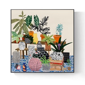 Abstract <b>Plant</b> Decorative Painting Oil Canvas Print Rectangle Black <b>Frame</b> For Living Room Bedroom Hotel Restaurant Entryway - Product Image 5