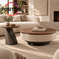 Ensemble de tables basses rondes avec rangement en acier carbone et acier inoxydable, style moderne du milieu du siècle, meubles de salon OEM ODM
