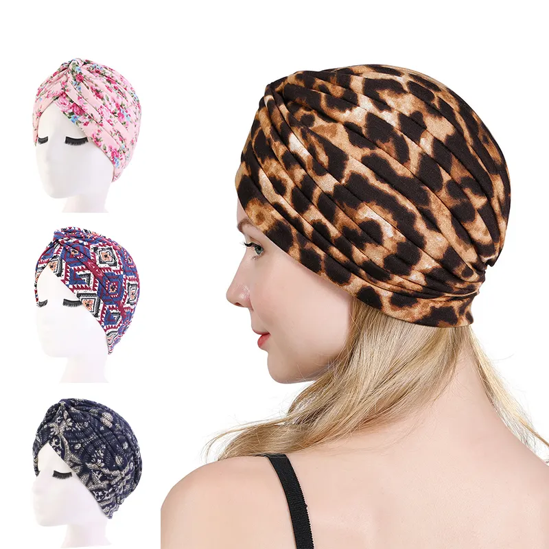 Accessori per turbante con volant in cotone da donna fascia elastica per capelli berretto da donna cuffia per capelli all'ingrosso per tutti i giorni