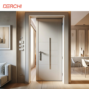 Derchi rắn gỗ nhôm chống cháy cửa duy nhất chống ẩm an toàn Veneer <span class=keywords><strong>MDF</strong></span> cửa gỗ - Product Image 3